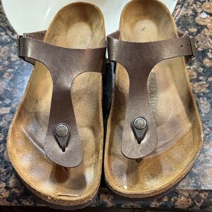Birkenstock Metallic Brown Thong Sandals